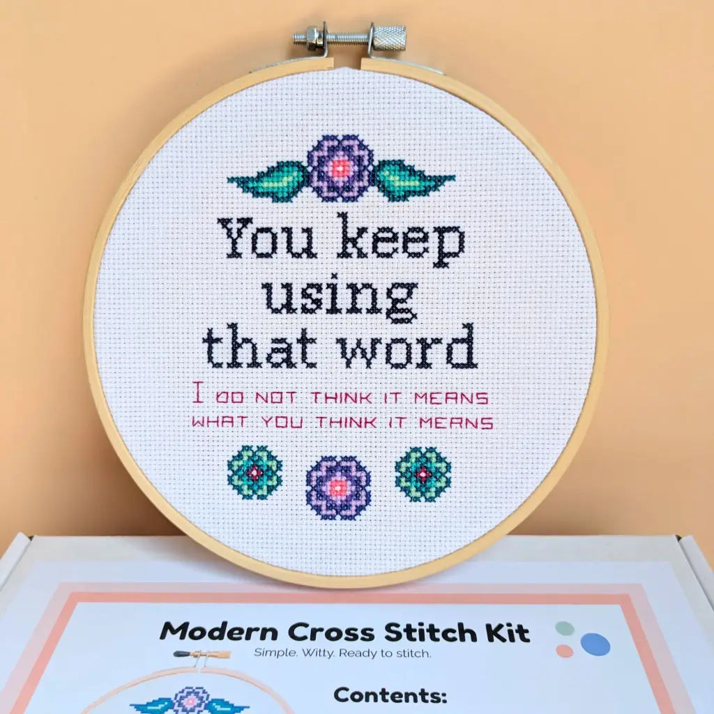 Word Nerd's Refrain - Funny Princess Bride Cross Stitch Kit by Room for Calm - Prismatic Fiber Arts
