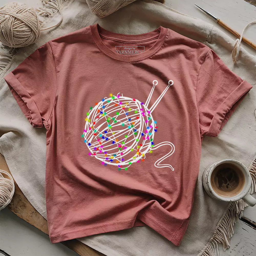 Yarn & Lights T-shirt - Prismatic Fiber Arts