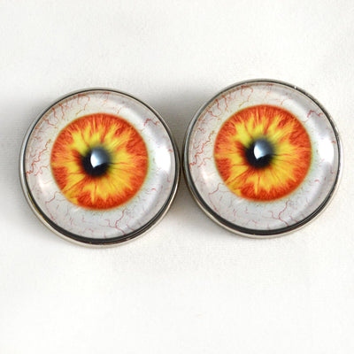 Yellow and Orange Spooky Sew-On Button Glass Eyes - Prismatic Fiber Arts