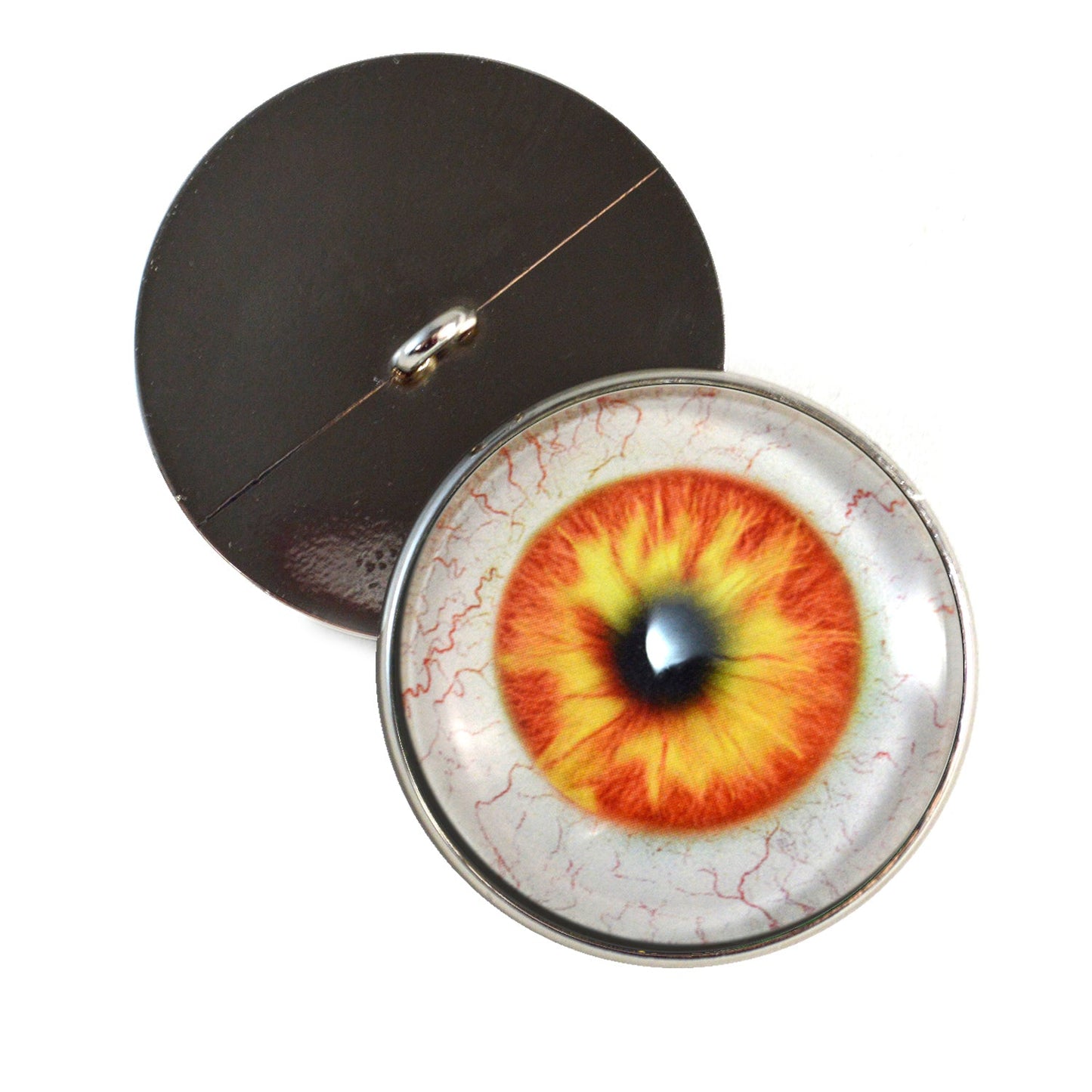 Yellow and Orange Spooky Sew-On Button Glass Eyes - Prismatic Fiber Arts