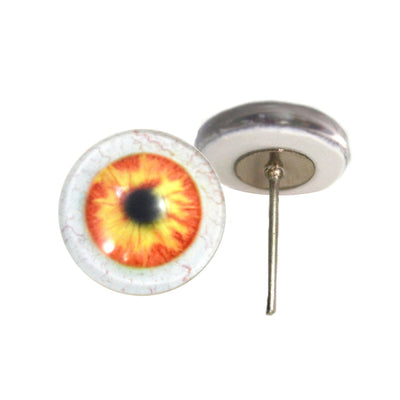 Yellow and Orange Human Glass Eyes on Wire Pin Posts