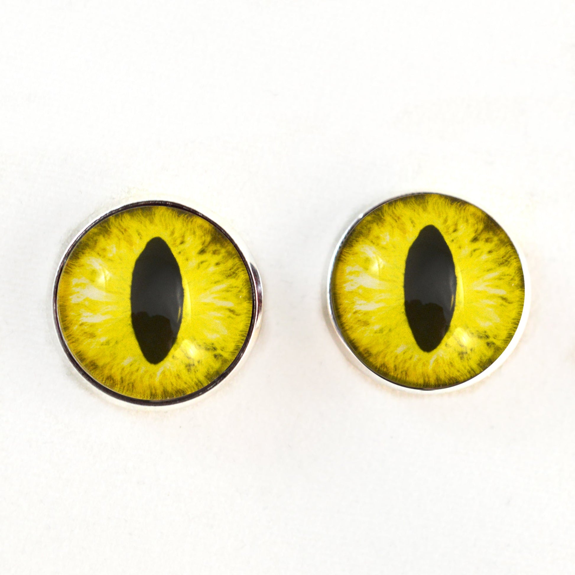 Bright Yellow Cat Dragon Sew-On Button Glass Eyes - Prismatic Fiber Arts