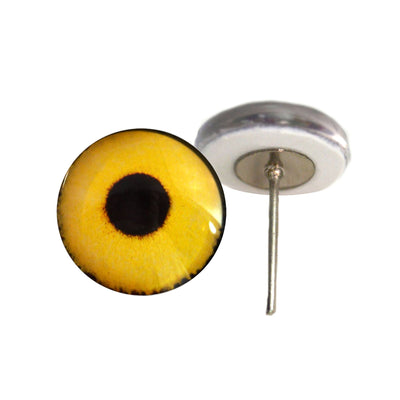 Yellow Sparrow Hawk Glass Eyes on Wire Pin Posts