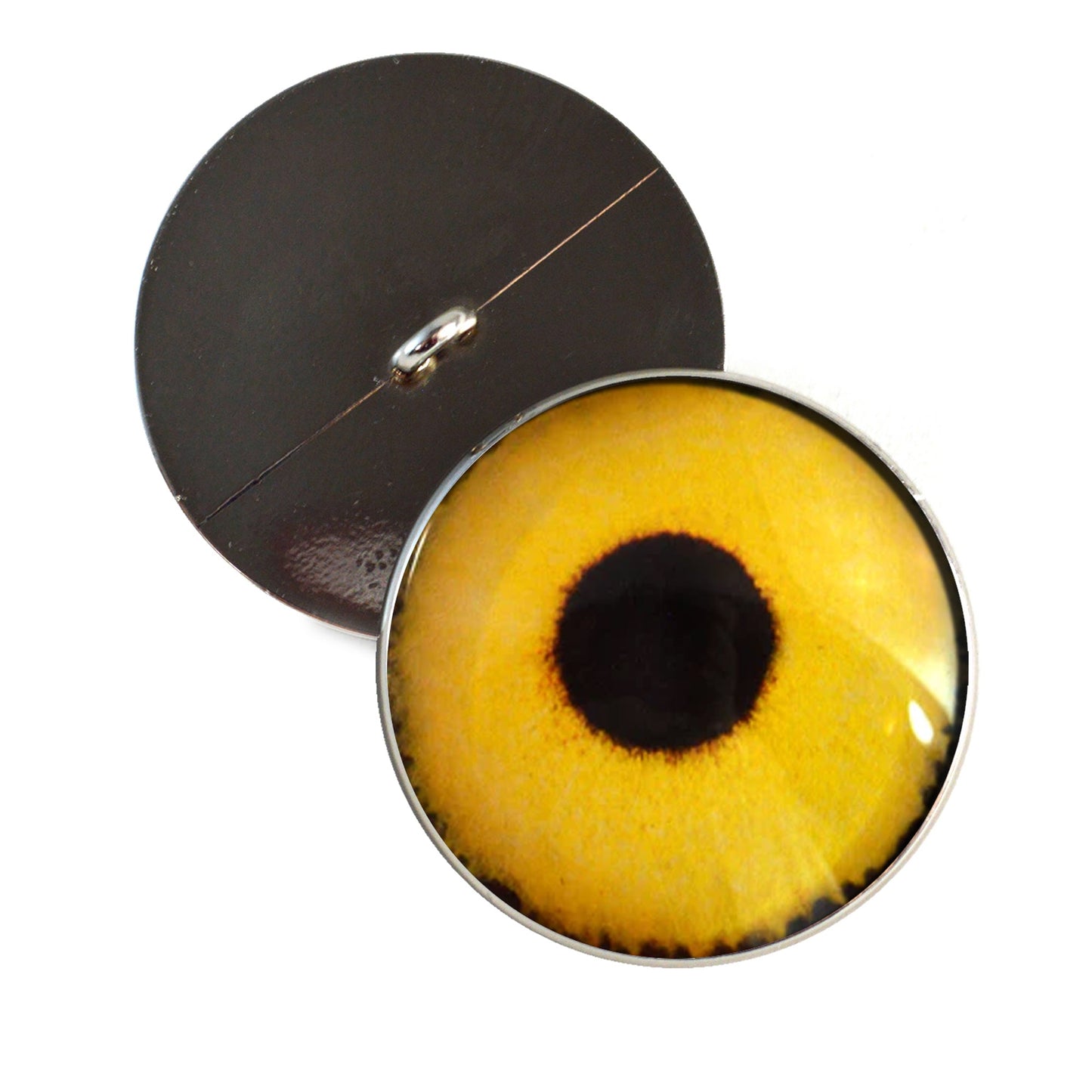 Yellow Sparrow Hawk Sew-On Button Glass Eyes - Prismatic Fiber Arts