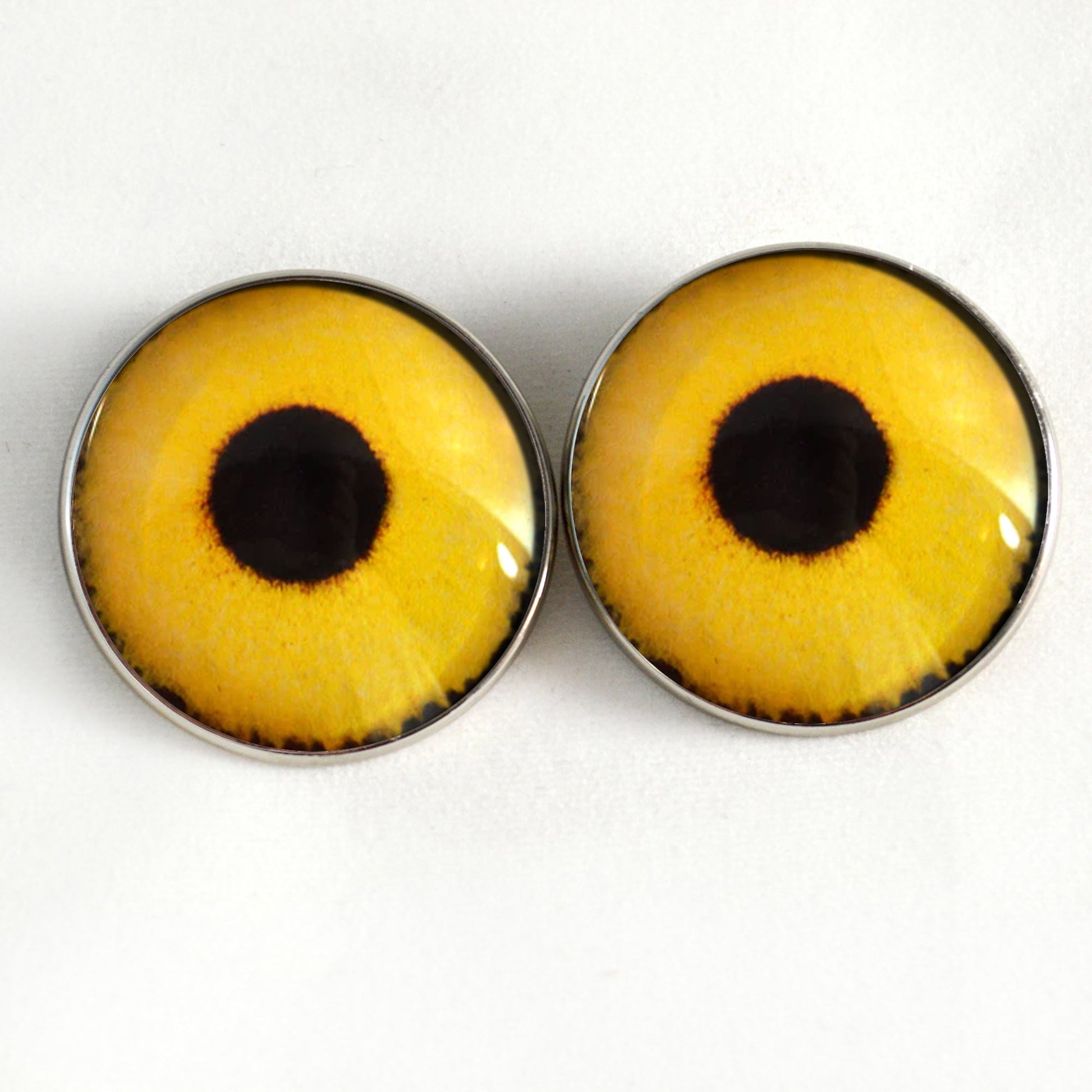 Yellow Sparrow Hawk Sew-On Button Glass Eyes - Prismatic Fiber Arts