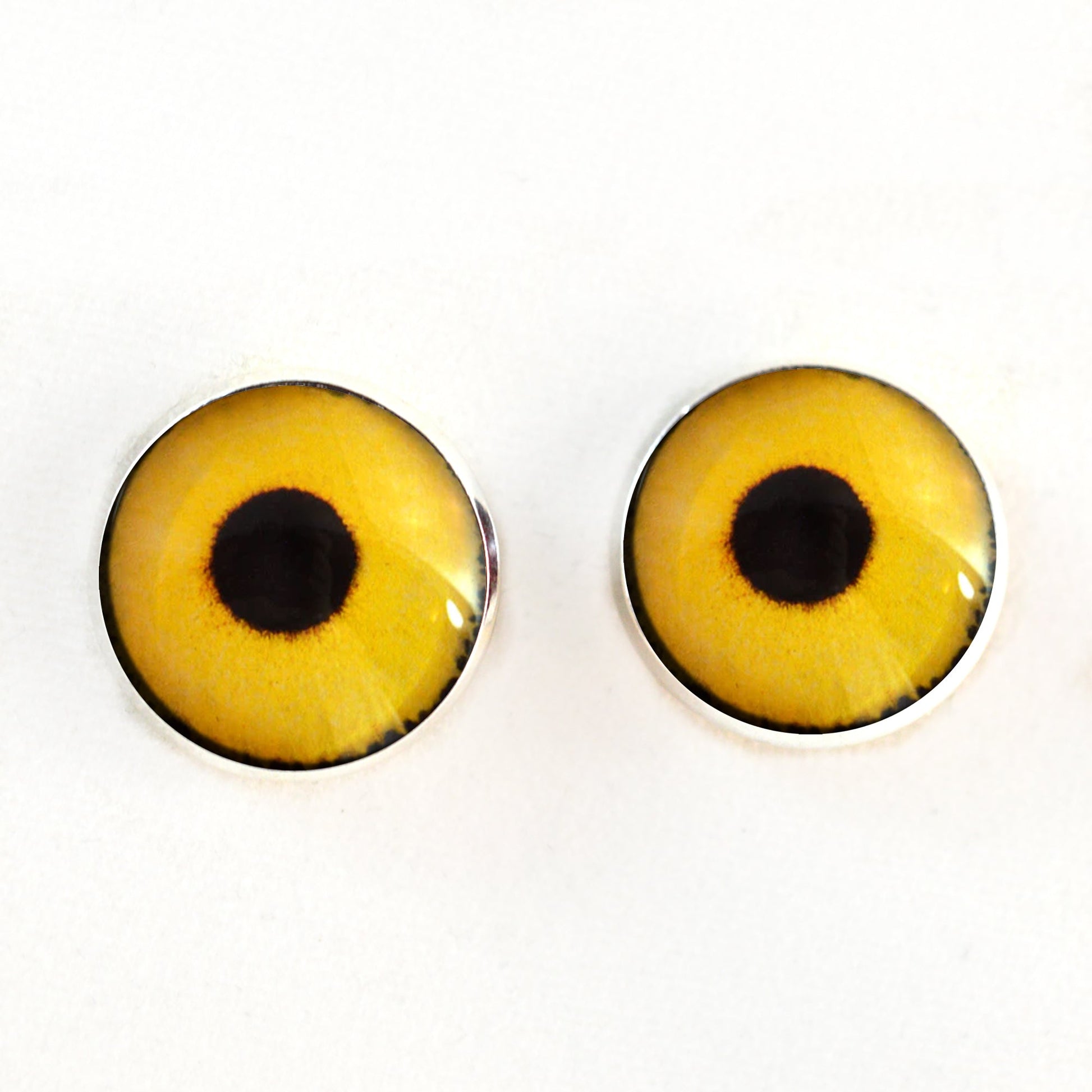 Yellow Sparrow Hawk Sew-On Button Glass Eyes - Prismatic Fiber Arts